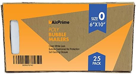 Size #0 6"x 10" ~ 25 Count ~ POLY Bubble Padded Self-Seal Cushion Envelope Mailers ~ AirPrime