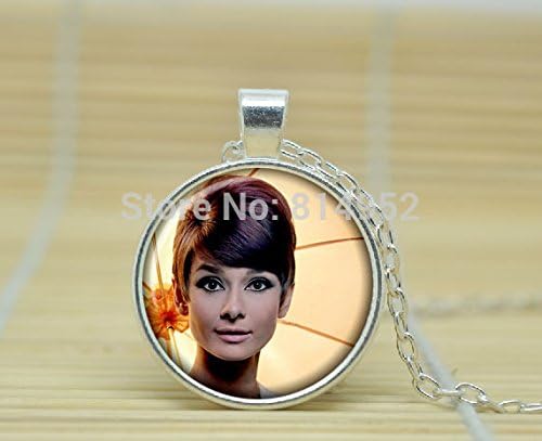 VintaStore Art Glass Necklace Audrey Hepburn Pendant Audrey Hepburn Necklace Audrey Hepburn Jewelry Actor Jewelry A2015