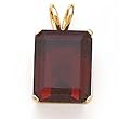 14K GARNET EMERALD CUT PENDANT 10X8MM