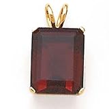 14K GARNET EMERALD CUT PENDANT 10X8MM