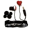 Nemo Digital NDF10112RE-2 Crystal Pave Twisted Heart Earbud (Red with Black Wires)