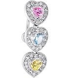 Top Mount Multi Jeweled HEART DROP Belly Ring
