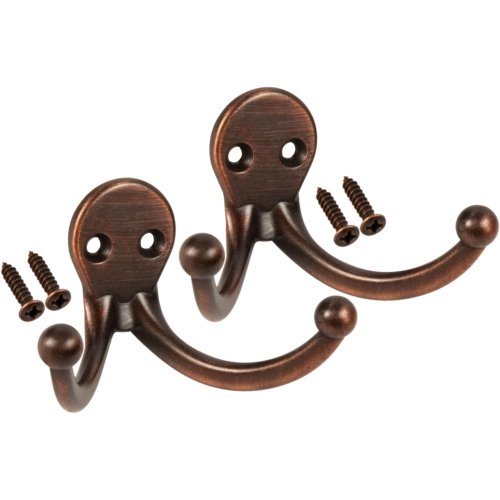 National N334-821 Antique Bronze Double Clothes Hooks Pack of 2