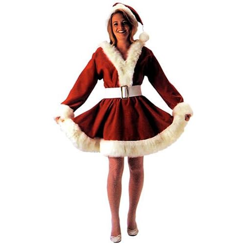 Ms Santa Corduroy Dress with Plush Trim with Hat and Belt