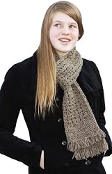 Handmade Artisan Mohair Wool Scarf - Natural Shade - Open Weave Design (One-of-a-kind)