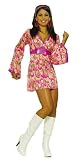 60's & 70's Hippy Flower Power Dress in Pink - Size 12-14
