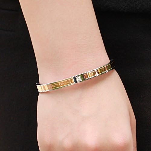 TIDOO Jewelry Fashion Mens Womens Lovers "Endless Love" Rose Gold Plated Bracelets Stainless Steel Cubic Zircon Drill Bangle Wristband Cuff For Couple Party Valentine's Day Christmas Gift Anniversary