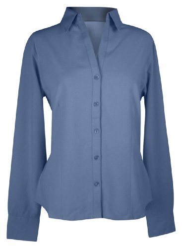 Tri-Mountain Women's Tailored Fit Open Neck Waffle Shirt_Pacific Blue_Medium