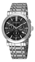 Hot Sale Burberry Men's BU1360 Heritage Silver Tone Stainless Steel Bracelet Dark Grey Dial Chronograph Watch