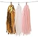 Ling's moment Paper Tassel Garland, Tissue Paper Tassels for Wedding, Baby Shower and Party Decorations, 15 pcs DIY Kits - (Pink+Metallic Gold+White), Pack of 2