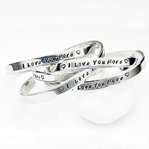 I Love You More Hand Stamped Metal Cuff Bracelet