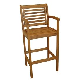 Outdoor Bar Stool - Myconos Barstool - Eucalyptus Wood - Wood Finish ?AM 434
