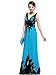 Ever Pretty V-neck Printed Chiffon Ruched Empire Line Maxi Party Dress 09641