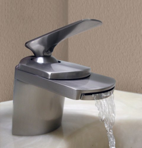 New Premium Design Brushed Nickel Waterfall Faucet Bathroom Sink Vessel Sinks