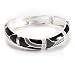Silver Tone Curvy Enamel Crystal Hinged Bangle (Black, Grey&Beige)