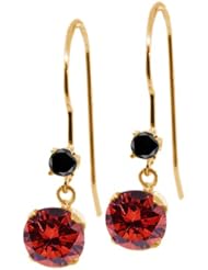 1.23 Ct Round Cognac Red Diamond Black Diamond 14K Yellow Gold Earrings