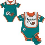 Newborn Miami Dolphins Bib, Creeper, & Bootie Set