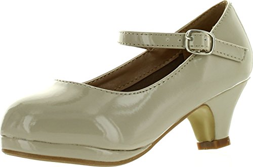Forever Dana-63K Little Girl Kids Mid Heel Mary Jane Sandal PU Leather Dress Pumps Dancing Shoes