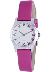 Haurex Italy Womens 6A505DSW "Mini City" Stainless Steel and Leather Diamond-Accented Watch