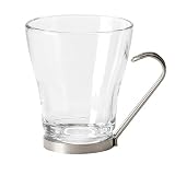 Bormioli Rocco Verdi  Cappuccino Cup With Stainless Steel Handle, Set of 4, Gift Boxed