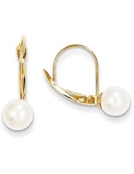 MadiK® 14k Yellow Gold Freshwater Cultured Pearl Polished Leverback Earrings