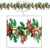 Beistle - 20284 - Poinsettia And Holly Garland-Column- Pack of 12