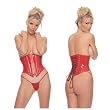 Vinyl Metal Boned Waist Cincher With Zipper Front And Lace Up Back