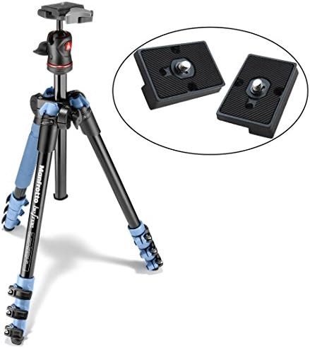 Manfrotto BeFree Compact Lightweight Travel Tripod &amp; Ball Head (Blue) and Two Replacement Plates for the RC2 Rapid Connect Adapter