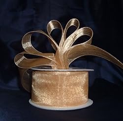 Sheer Organza Ribbon Mono Edge - 1.5" - 25 Yards (75 FT) - Gold