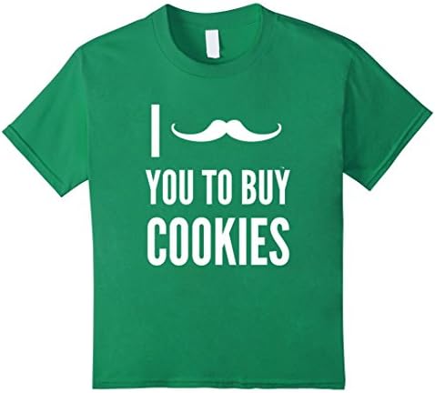 Kids I Mustache You To Buy Cookies Girl Scout Scouting T-Shirt 10 Kelly Green