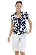 The Olian " Dionne" Cardi Styled Banded Bottom Print Top