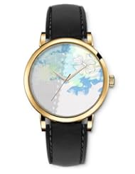 SPRAWL Aanalog Fashion Series Gold Ladies Watches of Genuine Black Leather Strap,Unique Wrist Watch for Women Girls Designed with Drawing a flower in spots