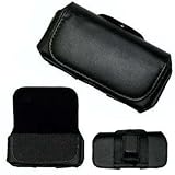 Executive Black Horizontal Leather Side Case Pouch with Belt Clip and Belt  ....