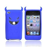 BLUE DEVIL HORNS For iPod Touch 4 Silicone Case Cover