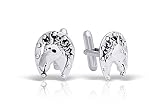 Oxidized Sterling Silver Horseshoe and Horse face Cufflinks for Men
