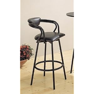 Set of 2 R Style Satin Black Retro Bar Stool Pub Stools by visiondecor Furniture
