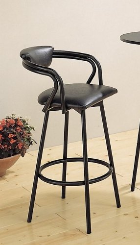 Set of 2 R Style Satin Black Retro Bar Stool Pub Stools