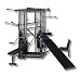 The base is made of 4" channel steel and the top Is 2" x 2" angle steel. The vertical uprights are 1 3/4" 11 gauge square steel tubing with 1/2" x 4" square base plates that bolt to the base. The weights rest on heavy recoil springs to prevent weight br