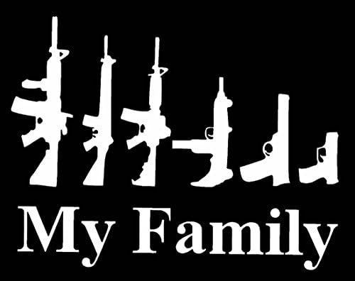 Family Guns White Vinyl Decal Sticker for Car Automobile Window Wall Laptop Notebook (WHITE)