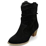 MQ23 Damen Stiefeletten in Western Style mit Blockabsatz MQ1199 Black Gr. 37