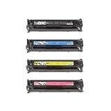HP CB540A, CB541A, CB542A, CB543A Compatible Remanufactured Combo Pack for CM1312, CP1215, CP1515 Printers - 1 Black, 1 Cyan, 1 Magenta, 1 Yellow Toner Cartridges
