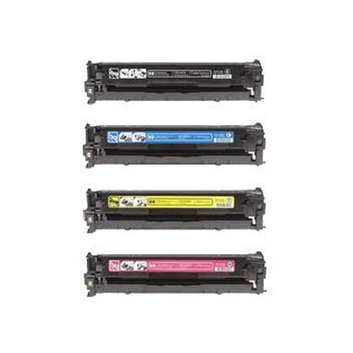 HP CB540A, CB541A, CB542A, CB543A Compatible Remanufactured Combo Pack for CM1312, CP1215, CP1515 Printers - 1 Black, 1 Cyan, 1 Magenta, 1 Yellow Toner Cartridges