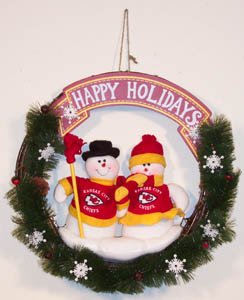 KANSAS CITY CHIEFS NFL Snowman Holiday CHRISTMAS WREATH New Gift