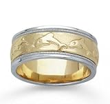 14k Two Tone Gold Dolphin Hand Carved Wedding Band