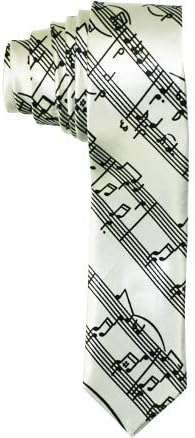 Outer Rebel Fashion Skinny Tie- Diagonal Sheet Music, Black on White, White/Black, One Size