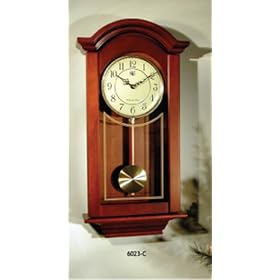 River City Clocks Chiming  Regulator Wall Clock with Swinging Pendulum and Cherry Finish - 24 Inches Tall - Model # 6023C