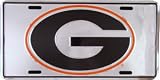 Georgia Bulldog Metal License Plate with Mirror Background