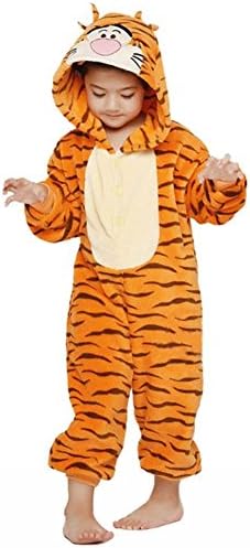 New Winter Kids' Cartoon Sleepwear Cute Onesies Animal Piece Pajamas Tigger Sleepwear With Hat (S)