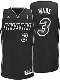 NBA Men's Miami Heat Dwyane Wade Black-Black-White Swingman Jersey (Black/White, Large)