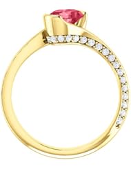 18K Yellow Gold 7.00x5.00mm Oval Cut Pink Spinel and Diamond Ring -- LIFETIME WARRANTY